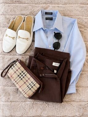 Timeless 90s Vintage Dior button-up with a clean minimalist check pattern